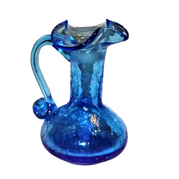 Vintage Pilgrim Glass Hand Blown Crackle Art Glass Cruet/Vase - Picture 1 of 6